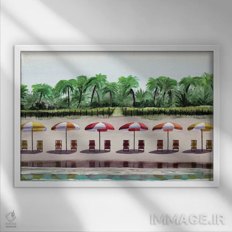 تابلو ساحل مزرعهای اثر کوری کلیفورد - نمای قابدار سفید