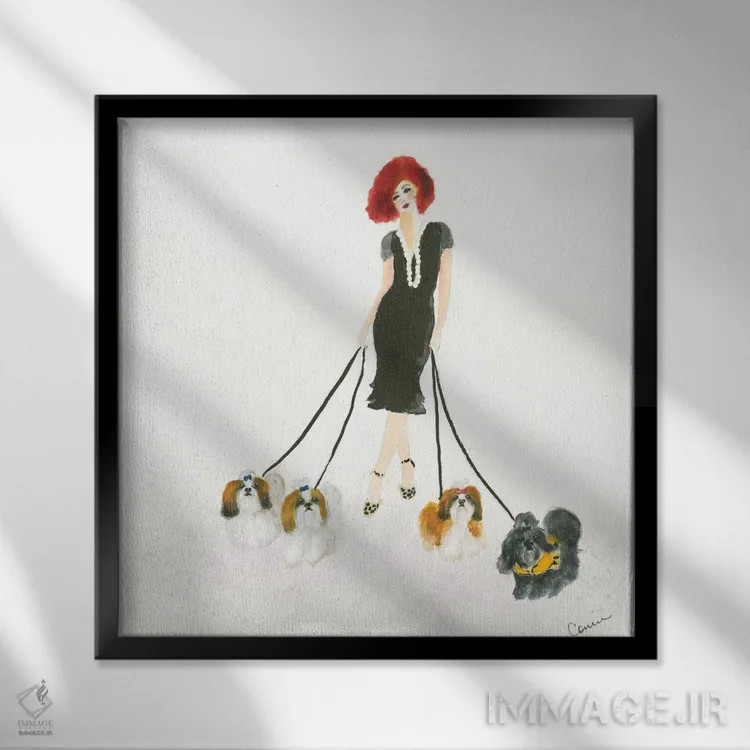 تابلو پیادهروی شیتزو (نوع سگ) اثر کانی کالم - نمای قابدار مشکی