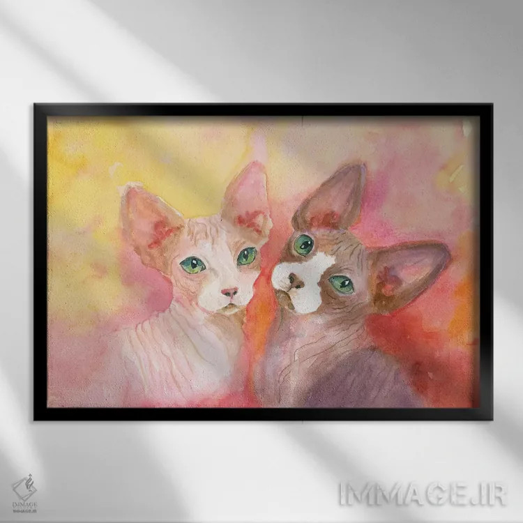 تابلو دوست داشتن یک اسفینکس (نوع گربه) اثر کانی کالم - نمای قابدار مشکی