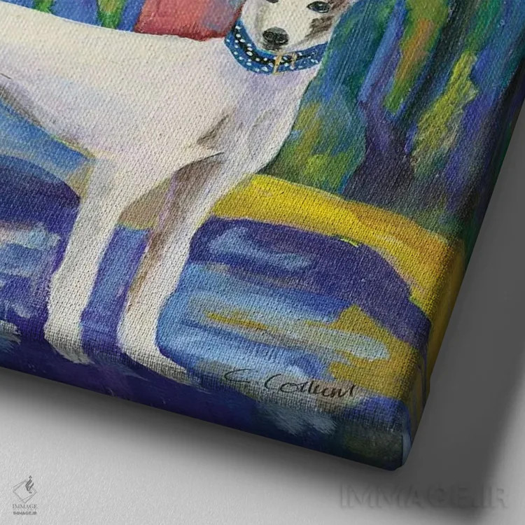 تابلو پیادهروی گریهاند (نوع سگ) اثر کانی کالم - نمای نزدیک بافت بوم