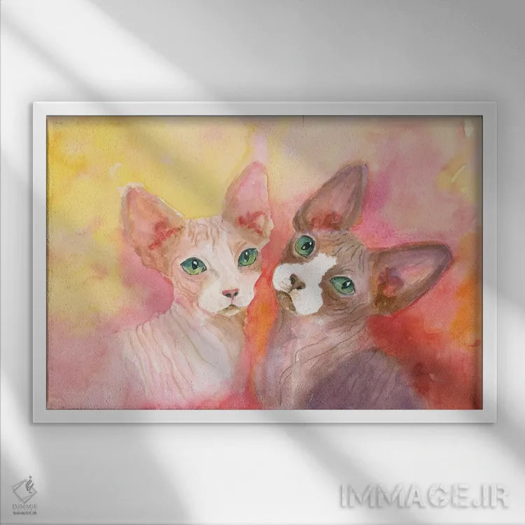 تابلو دوست داشتن یک اسفینکس (نوع گربه) اثر کانی کالم - نمای قابدار سفید