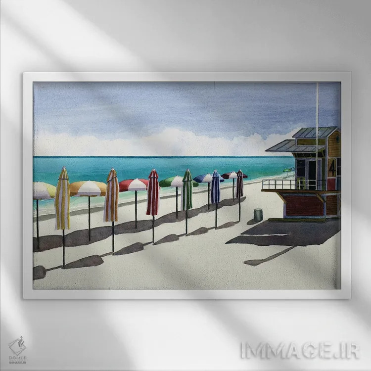 تابلو برج نجات غریق IV اثر کوری کلیفورد - نمای قابدار سفید