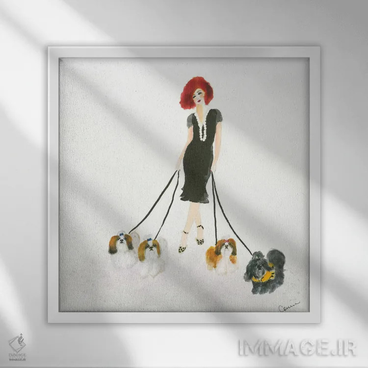 تابلو پیادهروی شیتزو (نوع سگ) اثر کانی کالم - نمای قابدار سفید