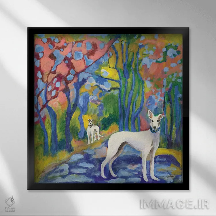 تابلو پیادهروی گریهاند (نوع سگ) اثر کانی کالم - نمای قابدار مشکی