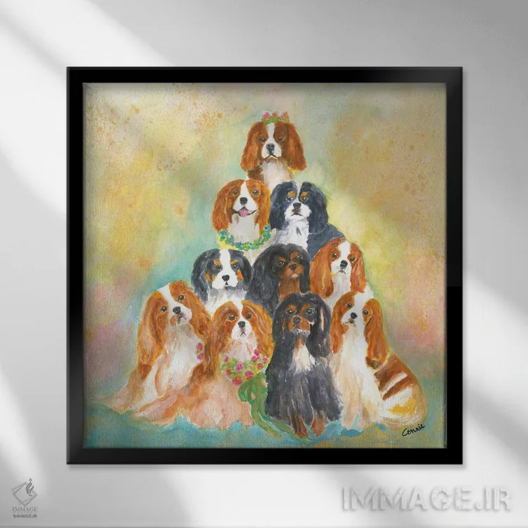 تابلو دستهای کاوالیِر (نوع سگ) اثر کانی کالم - نمای قابدار مشکی