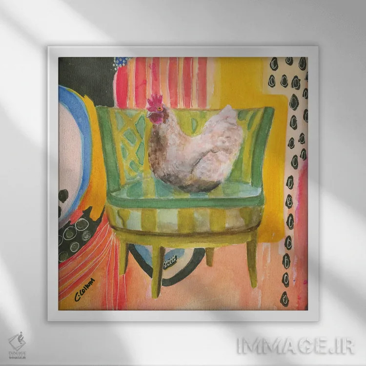 تابلو مرغ سالننشین اثر کانی کالم - نمای قابدار سفید