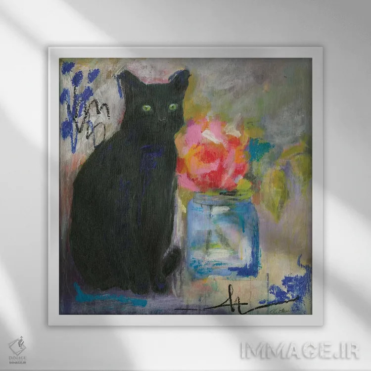 تابلو فقط یک گربهٔ سیاه را دوست بدار اثر کانی کالم - نمای قابدار سفید