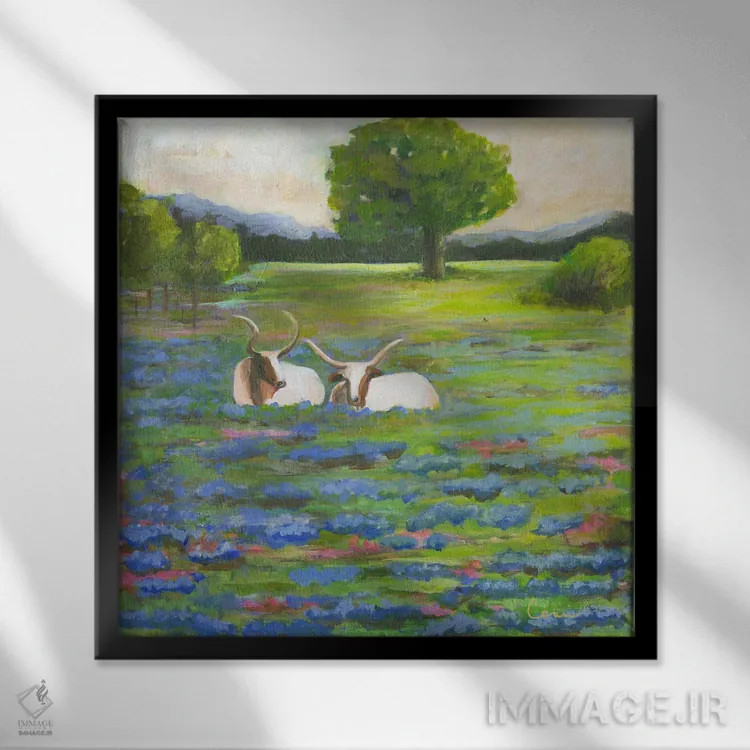 تابلو بلو و باربری در حال استراحت (نام خاص) اثر کانی کالم - نمای قابدار مشکی