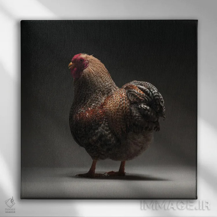 تابلو وایاندوت نانا (نوع مرغ زینتی) اثر چیکن (اثر هنری با لحن شوخ) - نمای روبهرو روی دیوار