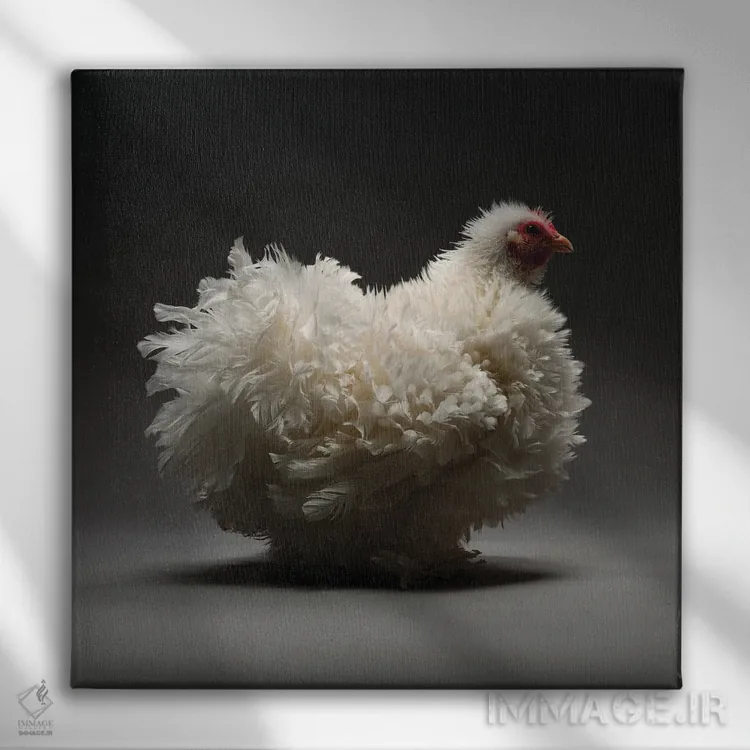 تابلو کوشین فریزل (نژاد مرغ) اثر چیکن (اثر هنری با لحن شوخ) - نمای روبهرو روی دیوار
