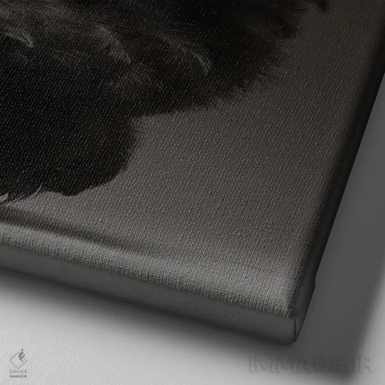 تابلو کوشین بانتام (نژاد مرغ) اثر چیکن (اثر هنری با لحن شوخ) - نمای نزدیک بافت بوم