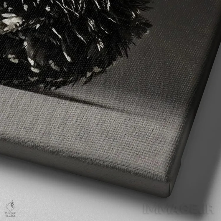 تابلو بانتام ژاپنی (نژاد مرغ) اثر چیکن (اثر هنری با لحن شوخ) - نمای نزدیک بافت بوم