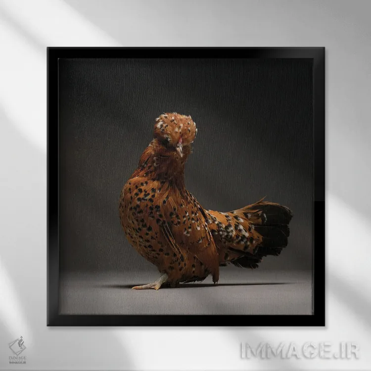 تابلو باربو واترمیل (نژاد مرغ) اثر چیکن (اثر هنری با لحن شوخ) - نمای قابدار مشکی