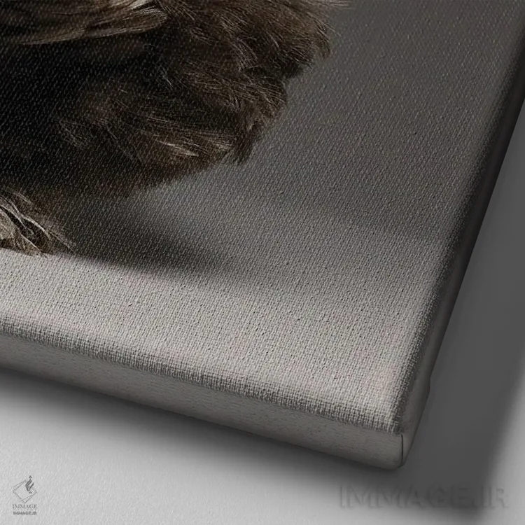 تابلو کوشین (نژاد مرغ) اثر چیکن (اثر هنری با لحن شوخ) - نمای نزدیک بافت بوم