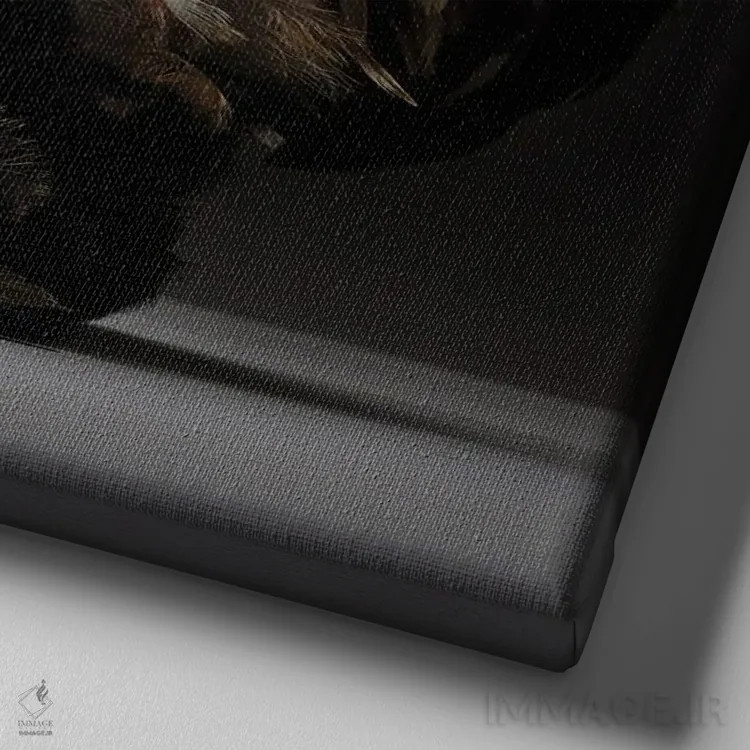 تابلو بانتام پکین (نژاد مرغ) اثر چیکن (اثر هنری با لحن شوخ) - نمای نزدیک بافت بوم