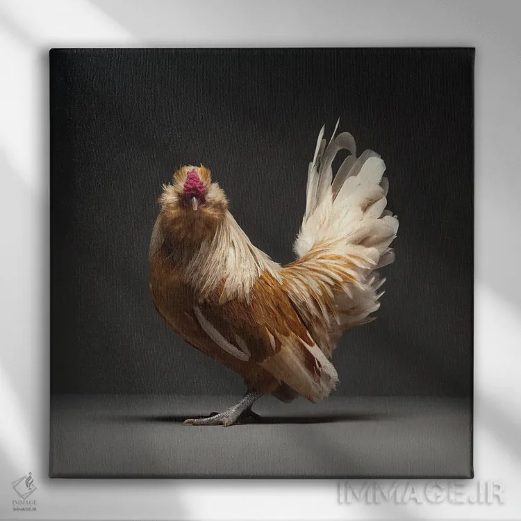 تابلو باربو واترمیل (نژاد مرغ) اثر چیکن (اثر هنری با لحن شوخ) - نمای روبهرو روی دیوار