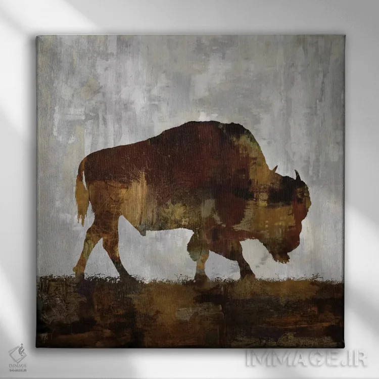 تابلو گاومیش کوهستانی (بایسون) اثر کارل کولبرن - نمای روبهرو روی دیوار