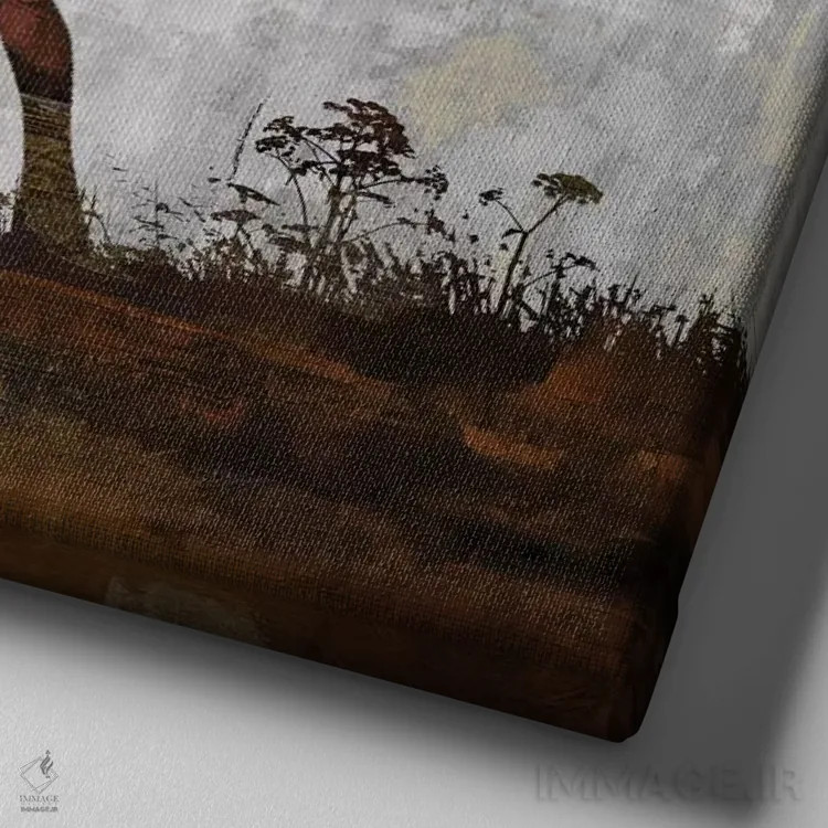 تابلو گوزن موس (گوزن بزرگ آمریکایی) اثر کارل کولبرن - نمای نزدیک بافت بوم