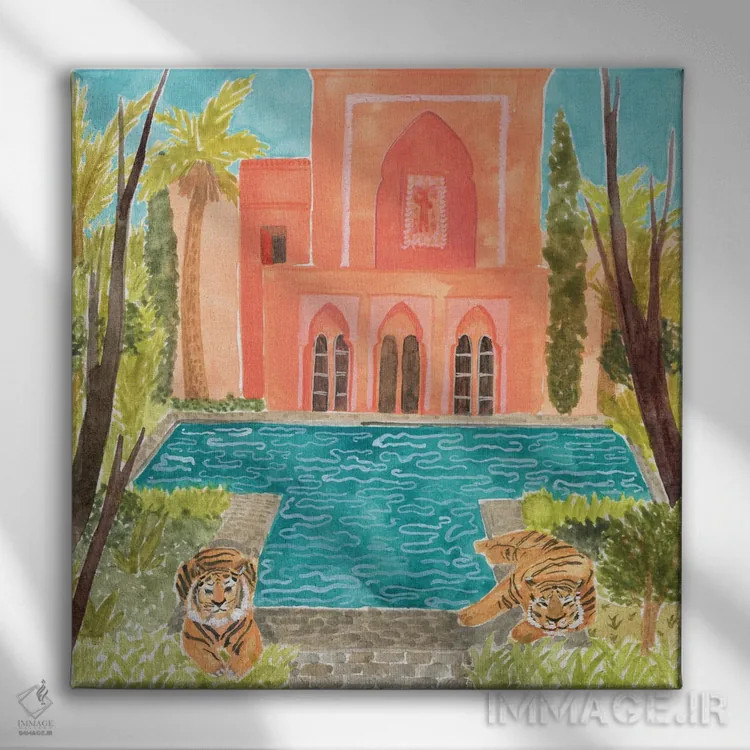 تابلو استخر ببر اثر کارولین چسیا - نمای روبهرو روی دیوار