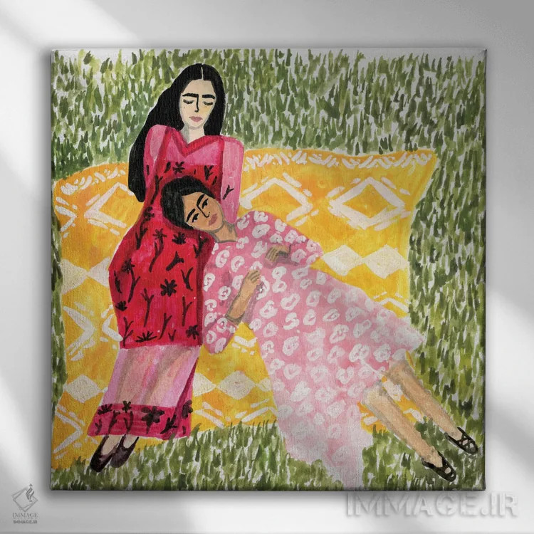 تابلو دوستان (زنانه) اثر کارولین چسیا - نمای روبهرو روی دیوار