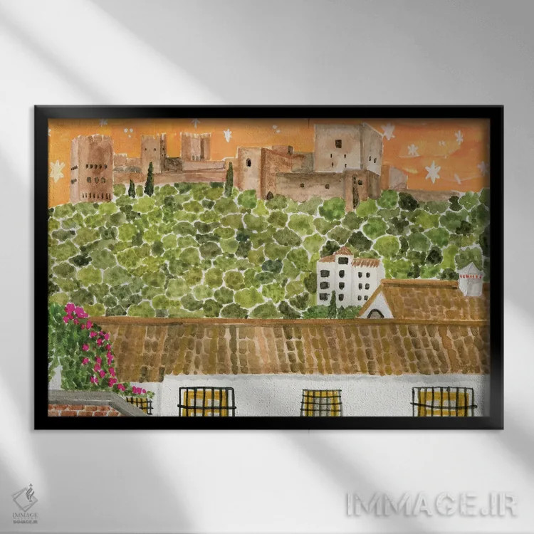 تابلو الحمرا (کاخ الحمرا) اثر کارولین چسیا - نمای قابدار مشکی