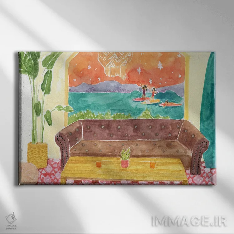 تابلو کمپ موجسواری اثر کارولین چسیا - نمای روبهرو روی دیوار