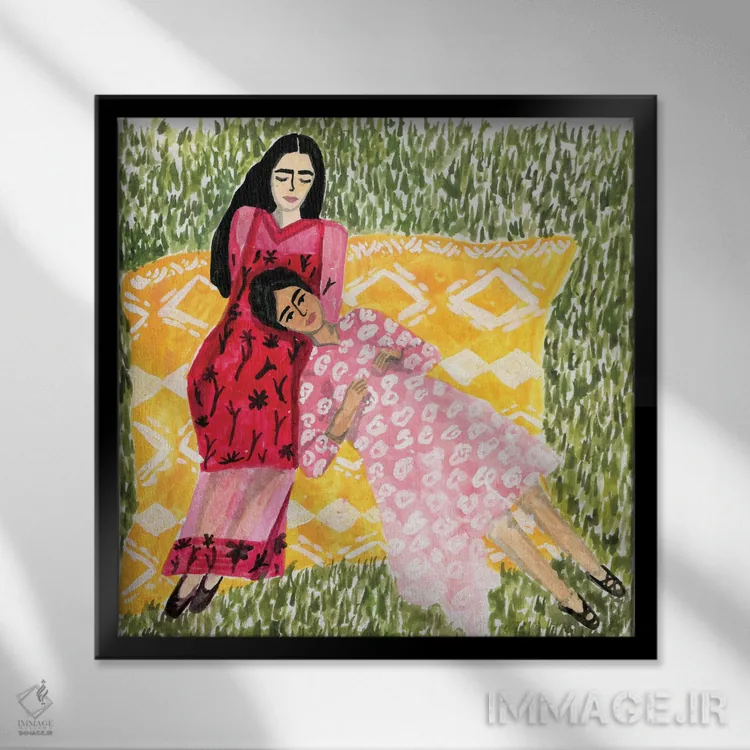 تابلو دوستان (زنانه) اثر کارولین چسیا - نمای قابدار مشکی