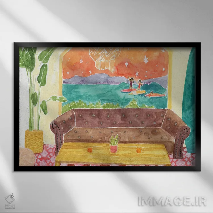 تابلو کمپ موجسواری اثر کارولین چسیا - نمای قابدار مشکی