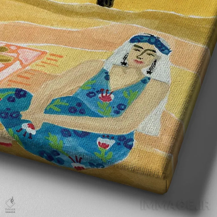 تابلو پیکنیک مراکشی اثر کارولین چسیا - نمای نزدیک بافت بوم