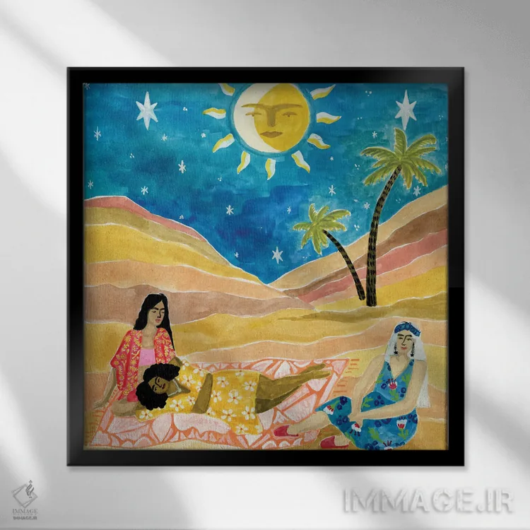 تابلو پیکنیک مراکشی اثر کارولین چسیا - نمای قابدار مشکی