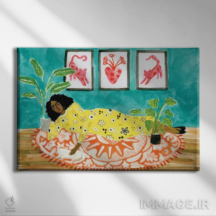 تابلو استراحت اثر کارولین چسیا - نمای روبهرو روی دیوار