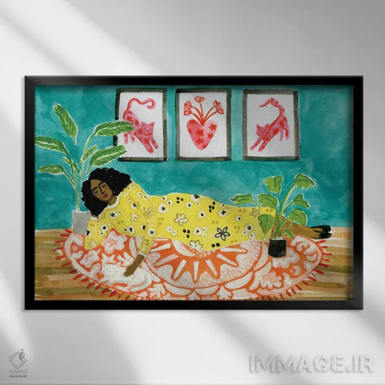 تابلو استراحت اثر کارولین چسیا - نمای قابدار مشکی