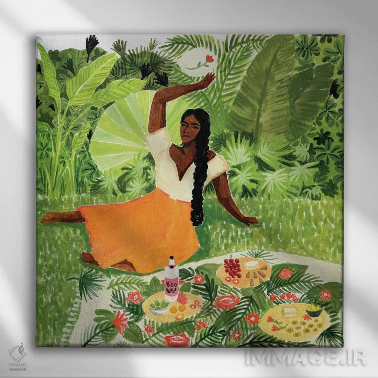 تابلو پیکنیک اثر کارولین چسیا - نمای روبهرو روی دیوار