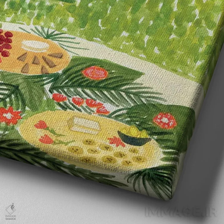 تابلو پیکنیک اثر کارولین چسیا - نمای نزدیک بافت بوم