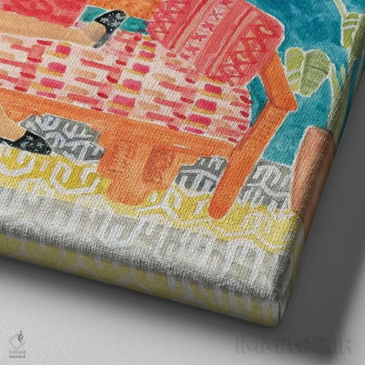 تابلو لم دادن اثر کارولین چسیا - نمای نزدیک بافت بوم