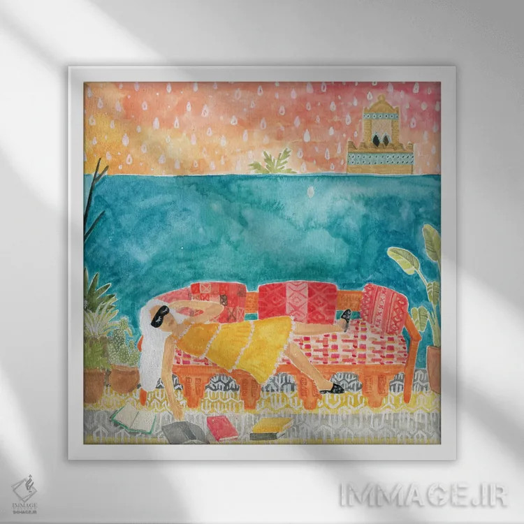 تابلو لم دادن اثر کارولین چسیا - نمای قابدار سفید