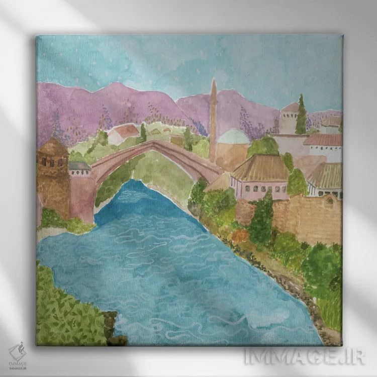 تابلو موستار (شهر بوسنی) اثر کارولین چسیا - نمای روبهرو روی دیوار