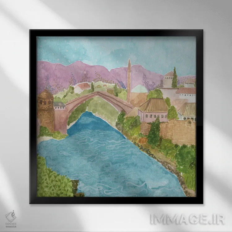 تابلو موستار (شهر بوسنی) اثر کارولین چسیا - نمای قابدار مشکی