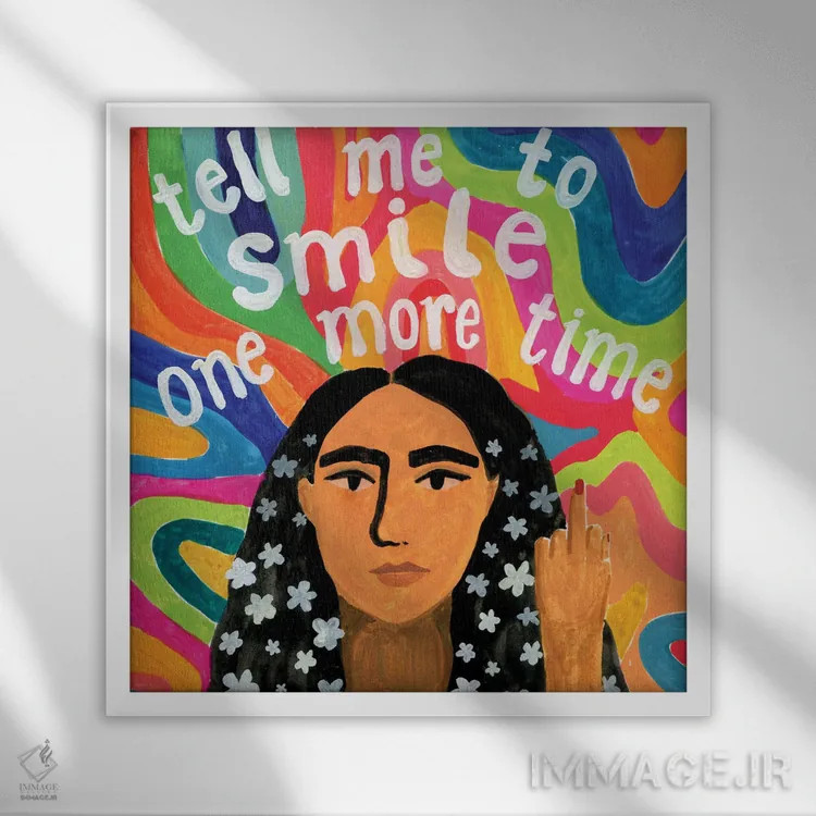 تابلو لبخند اثر کارولین چسیا - نمای قابدار سفید