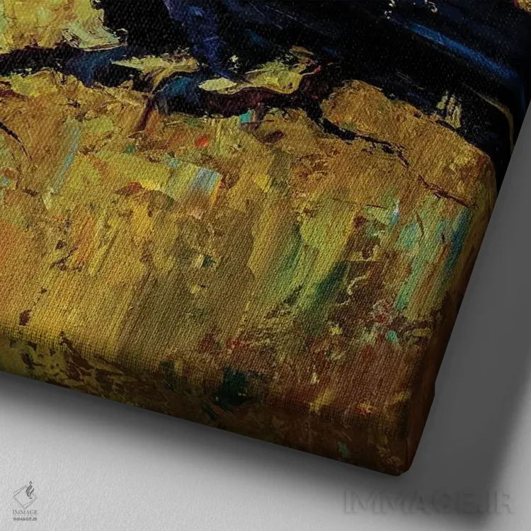 تابلو پیامآوران اوباور (اساطیر نورس) اثر چری کریستنسن - نمای نزدیک بافت بوم