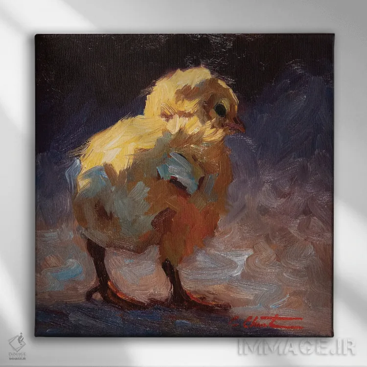 تابلو جوجه خجالتی اثر چری کریستنسن - نمای روبهرو روی دیوار