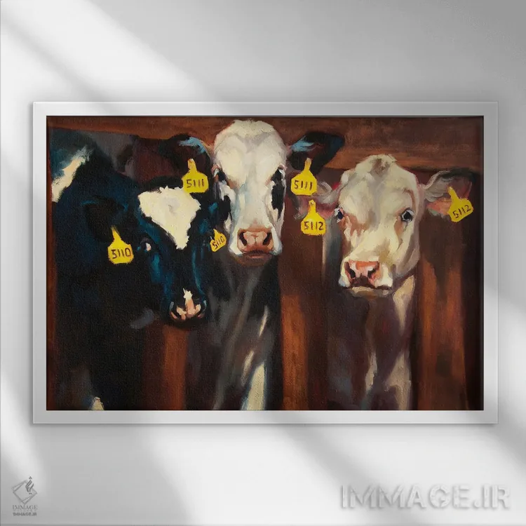 تابلو دختران شیردوش اثر چری کریستنسن - نمای قابدار سفید