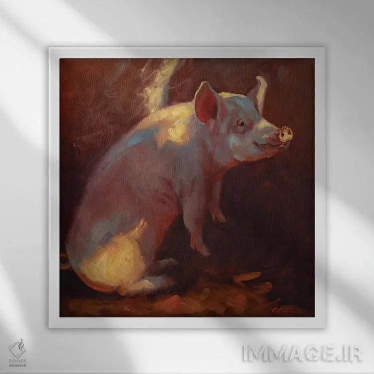 تابلو یک خوک خاص اثر چری کریستنسن - نمای قابدار سفید