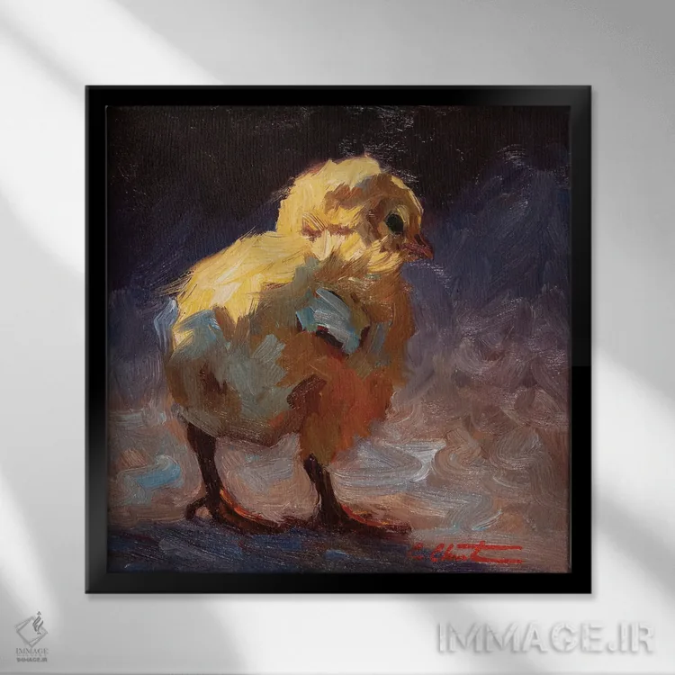 تابلو جوجه خجالتی اثر چری کریستنسن - نمای قابدار مشکی