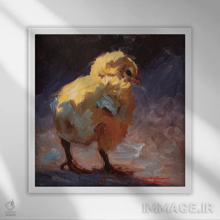 تابلو جوجه خجالتی اثر چری کریستنسن - نمای قابدار سفید