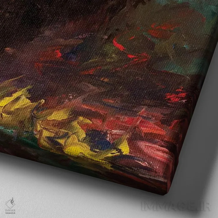 تابلو قدمزدن اثر چری کریستنسن - نمای نزدیک بافت بوم