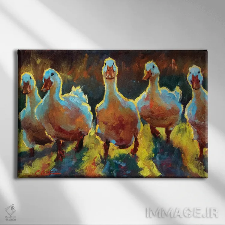 تابلو دار و دسته اردکها اثر چری کریستنسن - نمای روبهرو روی دیوار