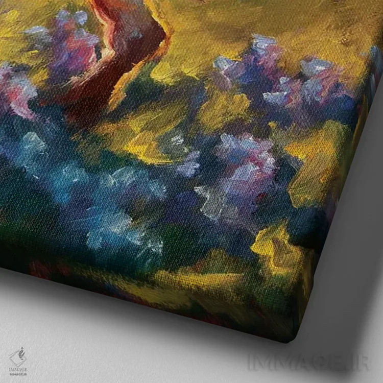 تابلو Through The Tulips,نوک پا در میان گل لالهها اثر چری کریستنسن - نمای نزدیک بافت بوم