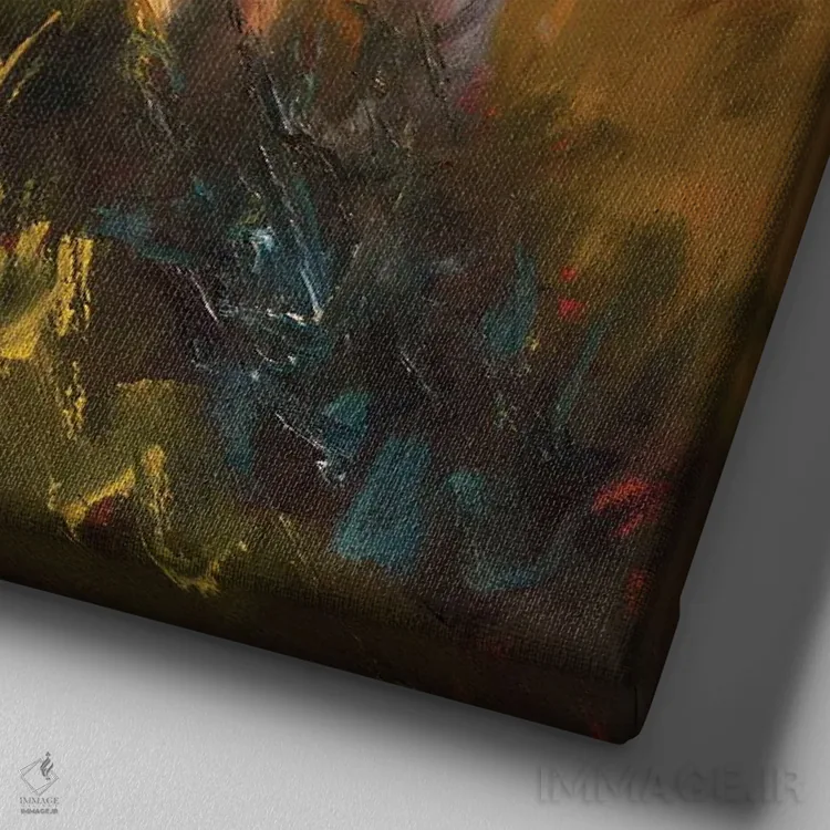 تابلو گوسالهٔ مزاحم شده اثر چری کریستنسن - نمای نزدیک بافت بوم