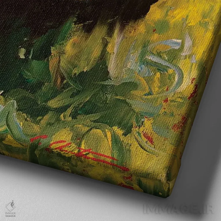 تابلو خروس مغرور در آرامش اثر چری کریستنسن - نمای نزدیک بافت بوم